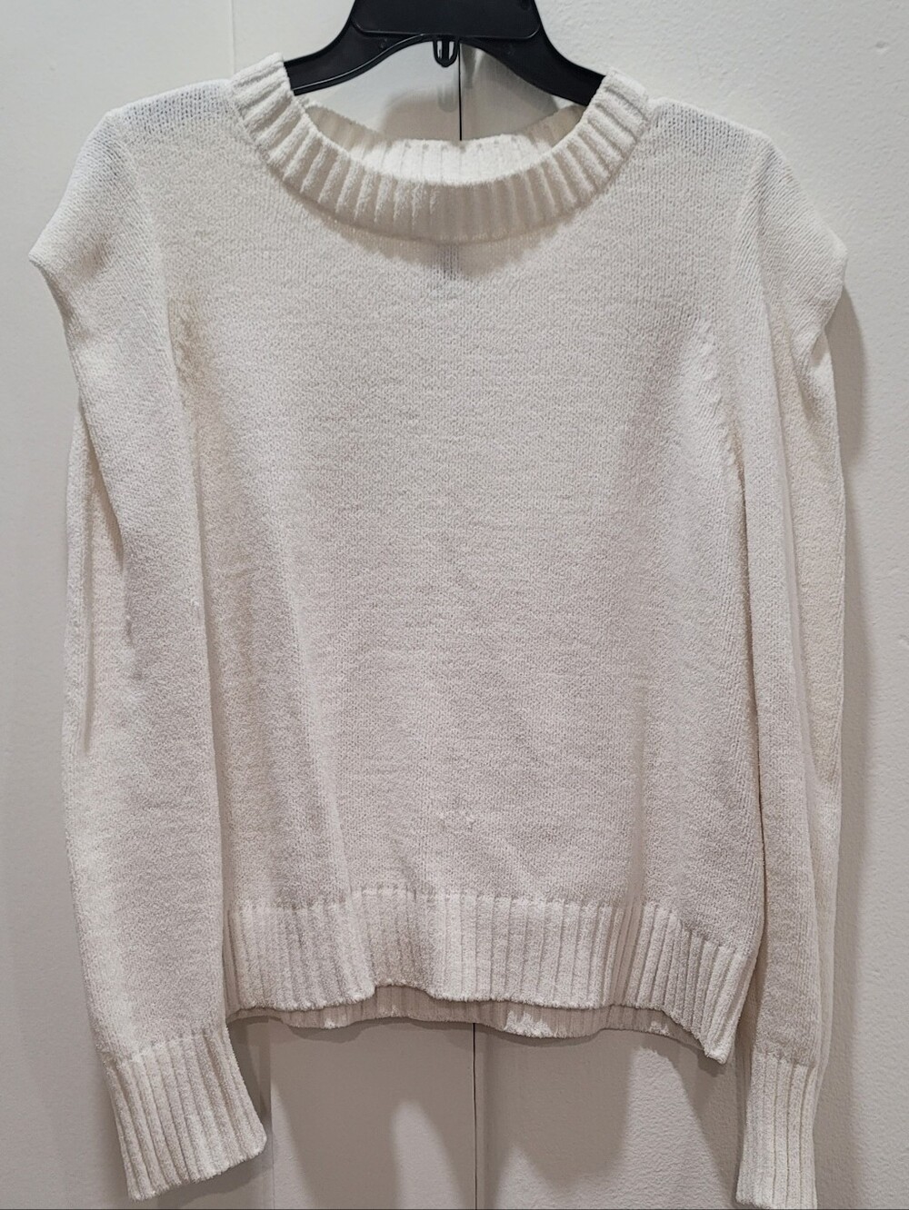 Aqua White Crewneck Scoop Sweater